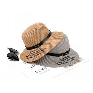 Embroidered Letter Woven Bucket Hat