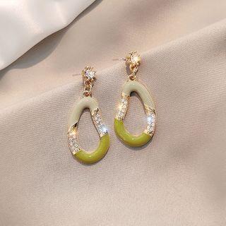 Rhinestone Irregular Hoop Dangle Earring 1 Pair - E2065 - Silver - Color Block - Geometric - One Size
