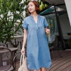 Half-placket Denim Dress