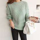 Pointelle-knit Wool Blend Sweater