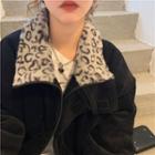 Leopard Print Panel Corduroy Jacket