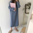 V-neck Midi Shift Sweater Dress