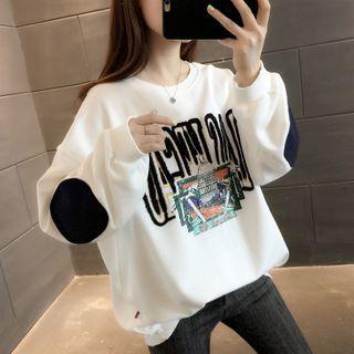 Contrast Patch Printed Pullover