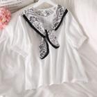 Mock Two-piece Short-sleeve Top White - One Size
