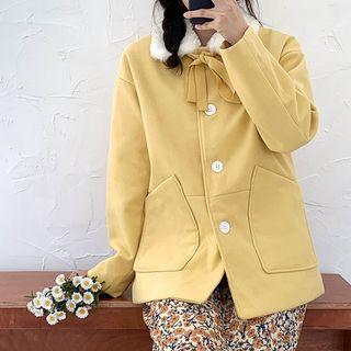 Plain Jacket / Long-sleeve Floral Dress
