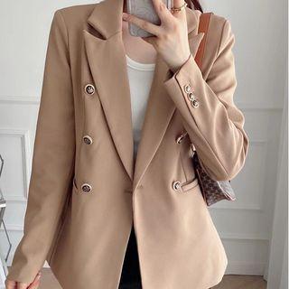 Long Sleeve Double-breasted Blazer