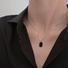 Rectangular Pendant Necklace 1pc - Silver & Black - One Size