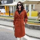 Lapel Woolen Coat With Belt