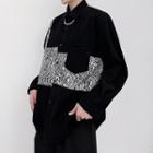 Long Sleeve Zebra Pattern Panel Shirt