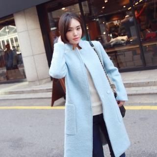 Wool Blend Snap-button Coat