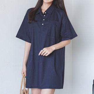 Half-placket Mini Shirtdress