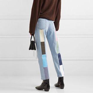 Color Panel Straight Jeans