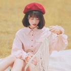 Polka Dot Balloon-sleeve Shirt