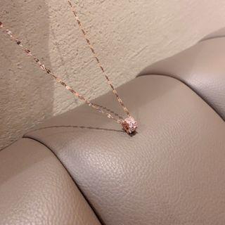 Rhinestone Pendant Necklace Gold Plating - Rose Gold - One Size