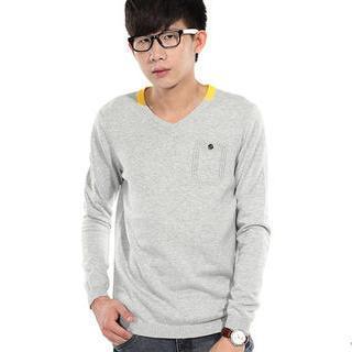 Contrast-trim Long-sleeve Knit Top
