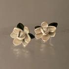 Flower Stud Earring 1 Pair - Silver Stud - Black & White - One Size