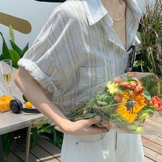 Short-sleeve Striped Shirt Stripes - Almond - One Size