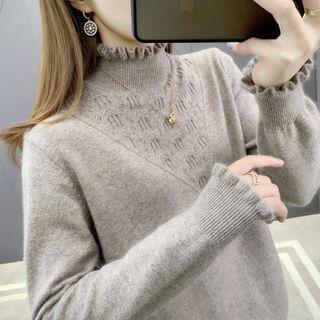 Mock-neck Frill Trim Sweater