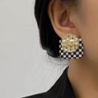 Alloy Disc Check Square Acrylic Dangle Earring 1 Pair - Check - Black & White - One Size
