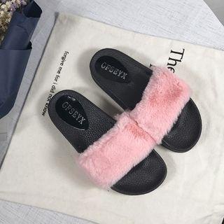 Fleece-strap Flat Slide Sandals