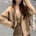 Plain Cardigan / Tube Top / Midi A-line Skirt