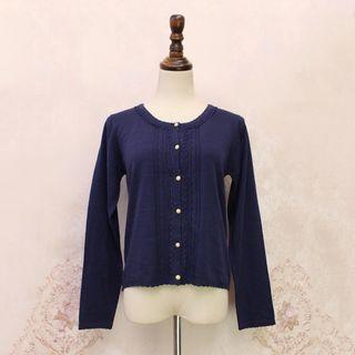 Lace Trim Crewneck Cardigan