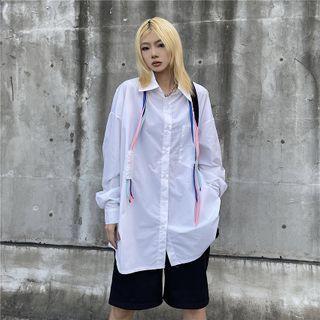 Color Block Strap Accent Shirt White - One Size