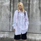 Color Block Strap Accent Shirt White - One Size
