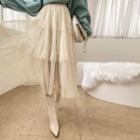 Tiered Ruffled Long Tulle Skirt