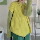 Mock Two-piece Chunky-knit Sweater
