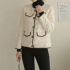 Contrast-trim Snap-button Padded Jacket