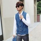 Buttoned Denim Vest