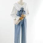 Ruffle Shirt / Denim Jumper Pants