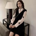Dotted Shirt / Sleeveless A-line Dress