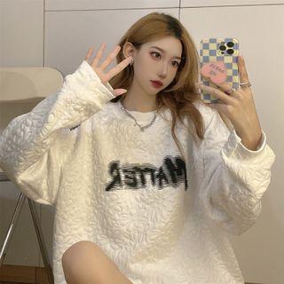 Lettering Shirred Sweatshirt