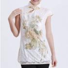Sequined Embroidered Short-sleeve Qipao Top