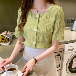 Square-neck Short-sleeve Chiffon Shirt