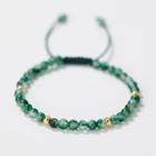 Agate Bead Bracelet 1 Pc - S925silver - Green - One Size