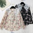 Lace-collar Floral Chiffon Shirt