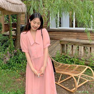 Chelsea-collar Long Shirtwaist Dress