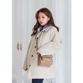 Tall Size Padded Wool Blend Short Mac Coat