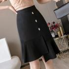 Asymmetric Ruffle Hem A-line Skirt