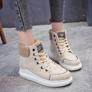 Wedge Heel Lace-up Short Snow Boots