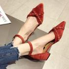 Pointed Ankle Strap Block Heel Sandals