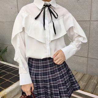 Bow-neck Ruffle-detail Blouse