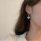 Heart Glaze Alloy Dangle Earring 1 Pair - Silver & Blue - One Size