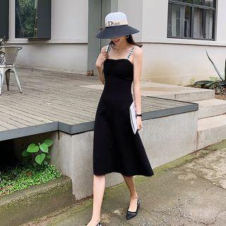 Letter Strap A-line Midi Dress