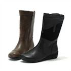 Genuine Leather Fleece Lined Mid-calf Boots
