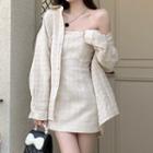Plain Shirt Jacket / Strapless Mini Sheath Dress
