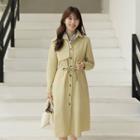 Single-breasted Flap-front Trench Coat With Sash